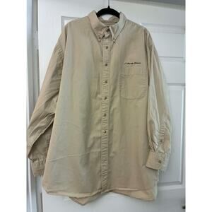 Lands’ End Men’s 2XL Tan Button Down Shirt 100% Cotton Work Casual S Florida